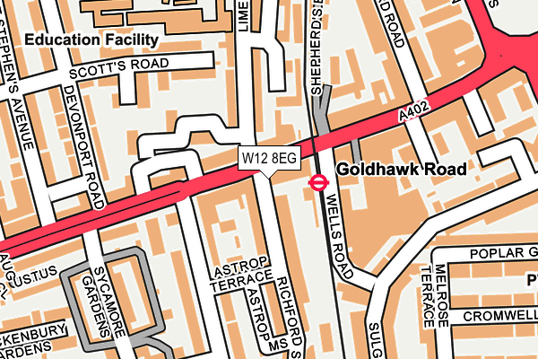 W12 8EG map - OS OpenMap – Local (Ordnance Survey)