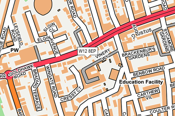 W12 8EP map - OS OpenMap – Local (Ordnance Survey)