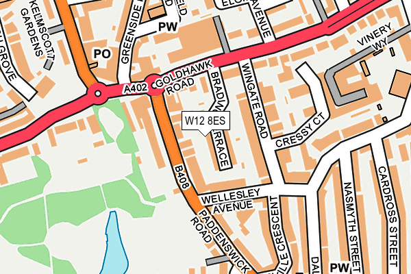 W12 8ES map - OS OpenMap – Local (Ordnance Survey)