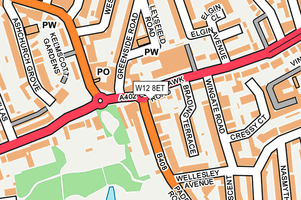 W12 8ET map - OS OpenMap – Local (Ordnance Survey)