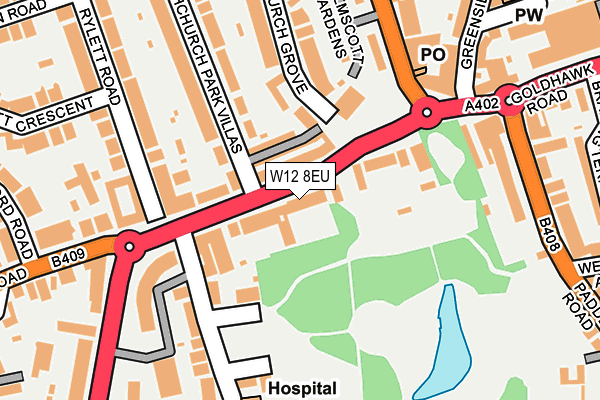 W12 8EU map - OS OpenMap – Local (Ordnance Survey)