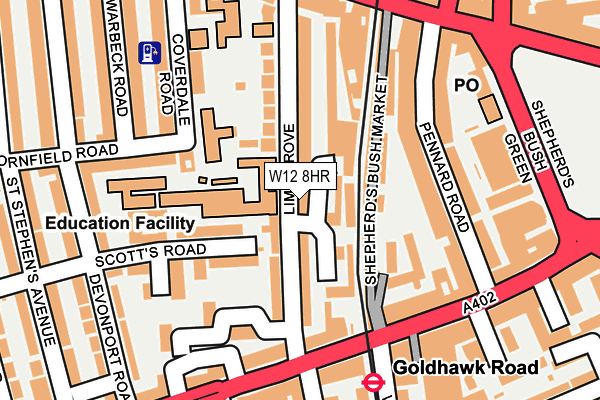 W12 8HR map - OS OpenMap – Local (Ordnance Survey)