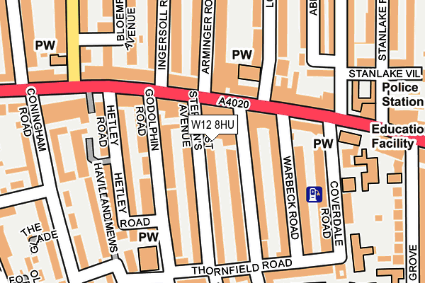 W12 8HU map - OS OpenMap – Local (Ordnance Survey)