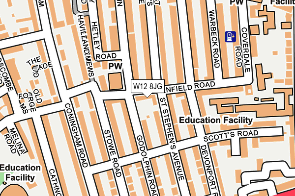 W12 8JG map - OS OpenMap – Local (Ordnance Survey)