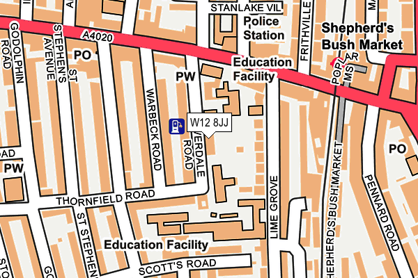 W12 8JJ map - OS OpenMap – Local (Ordnance Survey)