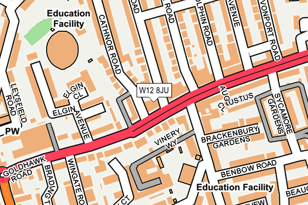 W12 8JU map - OS OpenMap – Local (Ordnance Survey)