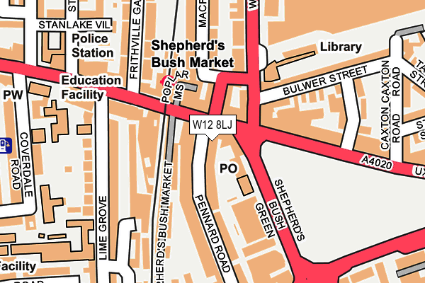 W12 8LJ map - OS OpenMap – Local (Ordnance Survey)