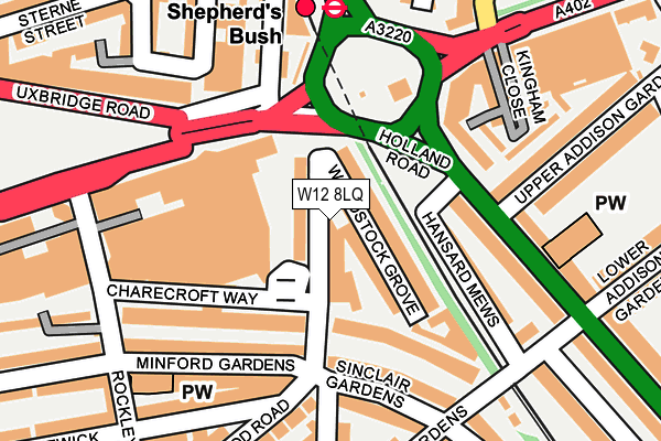 W12 8LQ map - OS OpenMap – Local (Ordnance Survey)