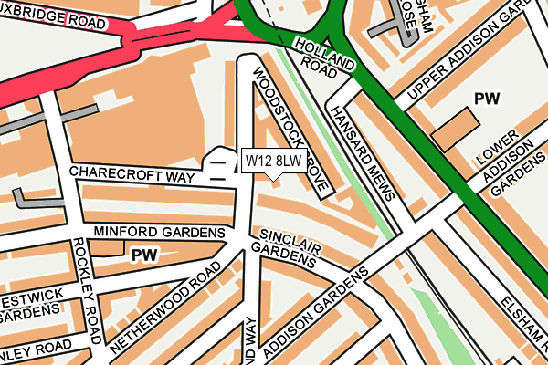 W12 8LW map - OS OpenMap – Local (Ordnance Survey)