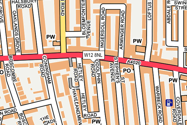 W12 8NL map - OS OpenMap – Local (Ordnance Survey)