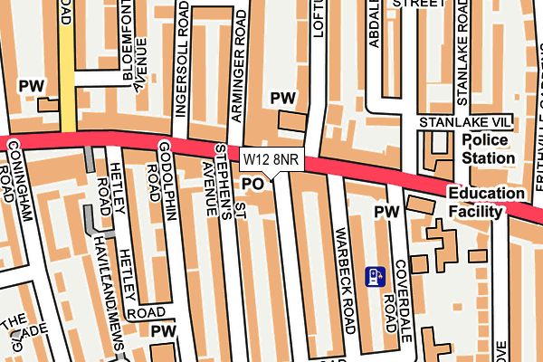 W12 8NR map - OS OpenMap – Local (Ordnance Survey)