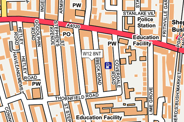 W12 8NT map - OS OpenMap – Local (Ordnance Survey)