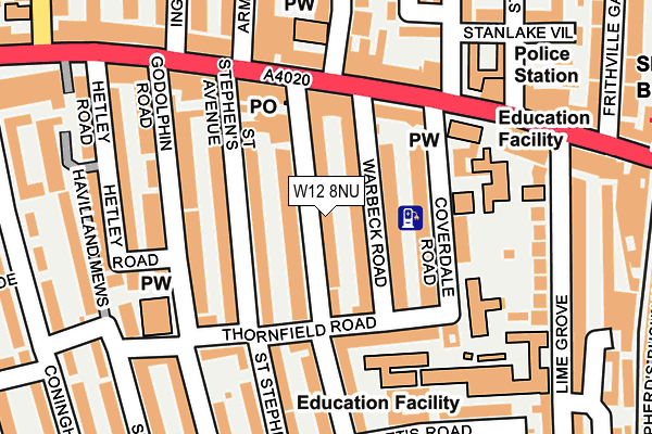 W12 8NU map - OS OpenMap – Local (Ordnance Survey)