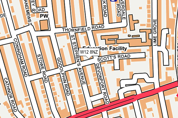 W12 8NZ map - OS OpenMap – Local (Ordnance Survey)