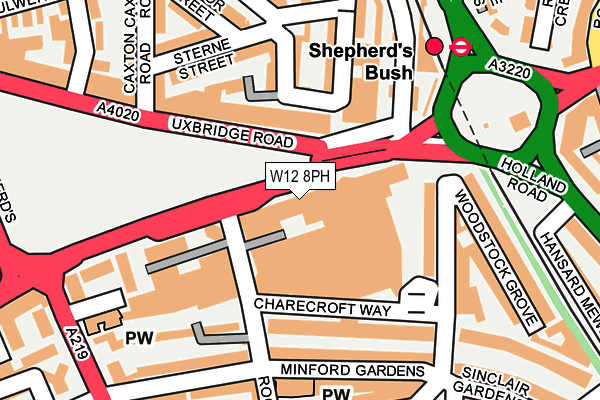 W12 8PH map - OS OpenMap – Local (Ordnance Survey)