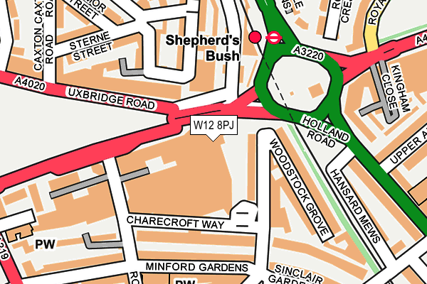 W12 8PJ map - OS OpenMap – Local (Ordnance Survey)