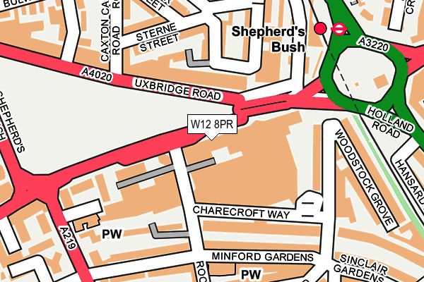 W12 8PR map - OS OpenMap – Local (Ordnance Survey)