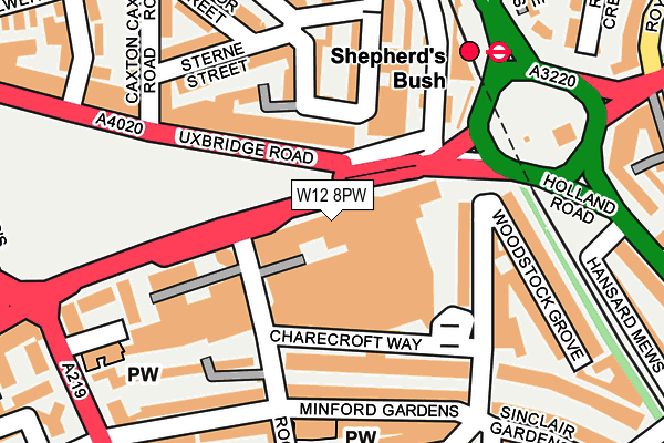 W12 8PW map - OS OpenMap – Local (Ordnance Survey)