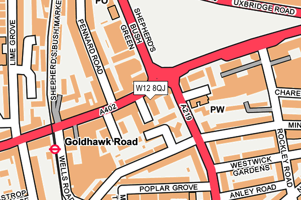 W12 8QJ map - OS OpenMap – Local (Ordnance Survey)