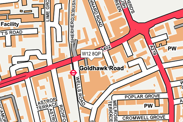 W12 8QP map - OS OpenMap – Local (Ordnance Survey)