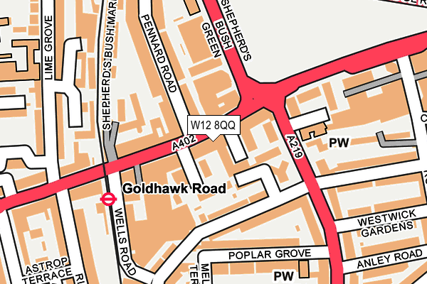 W12 8QQ map - OS OpenMap – Local (Ordnance Survey)