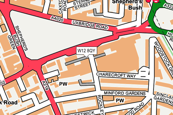 W12 8QY map - OS OpenMap – Local (Ordnance Survey)