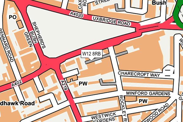 W12 8RB map - OS OpenMap – Local (Ordnance Survey)