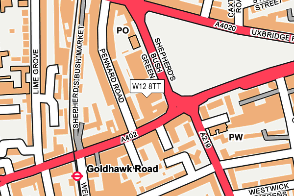W12 8TT map - OS OpenMap – Local (Ordnance Survey)
