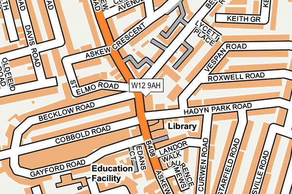 W12 9AH map - OS OpenMap – Local (Ordnance Survey)