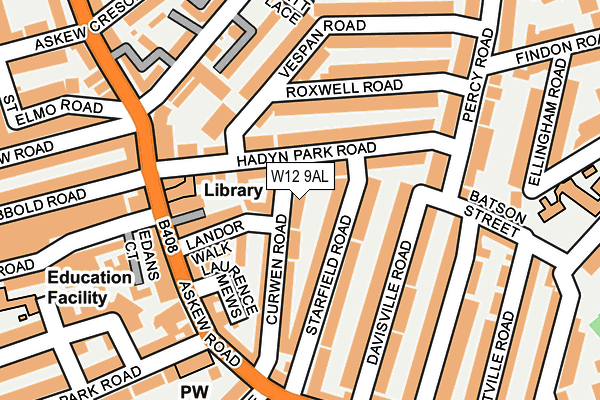 W12 9AL map - OS OpenMap – Local (Ordnance Survey)