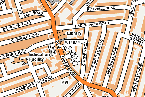 W12 9AP map - OS OpenMap – Local (Ordnance Survey)