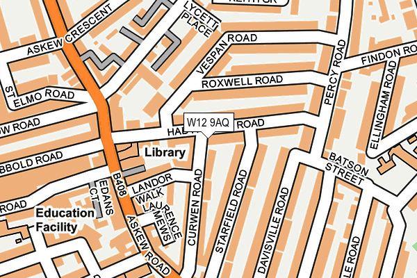 W12 9AQ map - OS OpenMap – Local (Ordnance Survey)