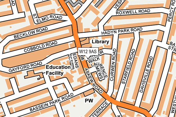 W12 9AS map - OS OpenMap – Local (Ordnance Survey)