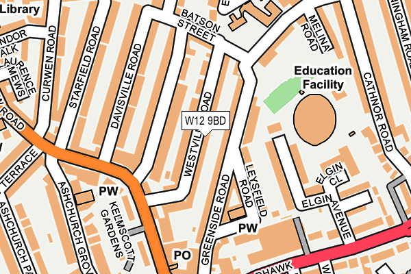 W12 9BD map - OS OpenMap – Local (Ordnance Survey)