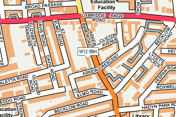 W12 9BH map - OS OpenMap – Local (Ordnance Survey)