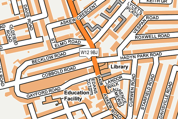 W12 9BJ map - OS OpenMap – Local (Ordnance Survey)