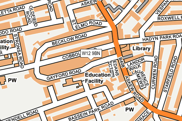 W12 9BN map - OS OpenMap – Local (Ordnance Survey)