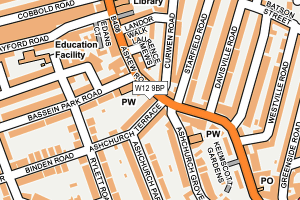 W12 9BP map - OS OpenMap – Local (Ordnance Survey)