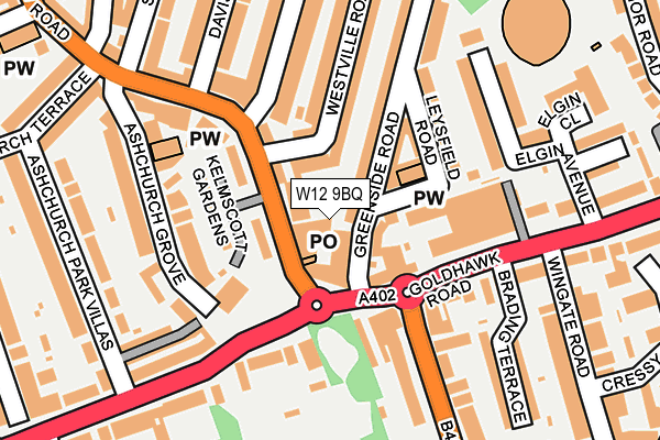 W12 9BQ map - OS OpenMap – Local (Ordnance Survey)