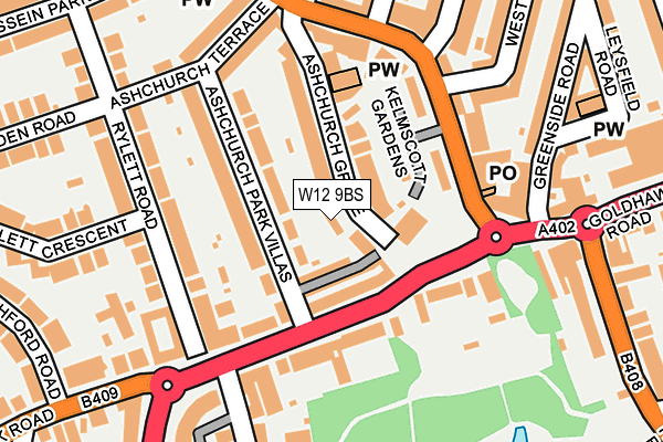 W12 9BS map - OS OpenMap – Local (Ordnance Survey)