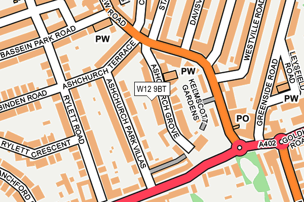 W12 9BT map - OS OpenMap – Local (Ordnance Survey)