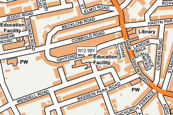 W12 9BY map - OS OpenMap – Local (Ordnance Survey)