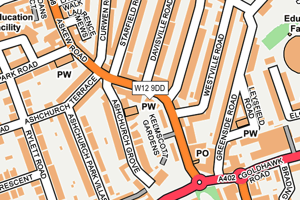 W12 9DD map - OS OpenMap – Local (Ordnance Survey)