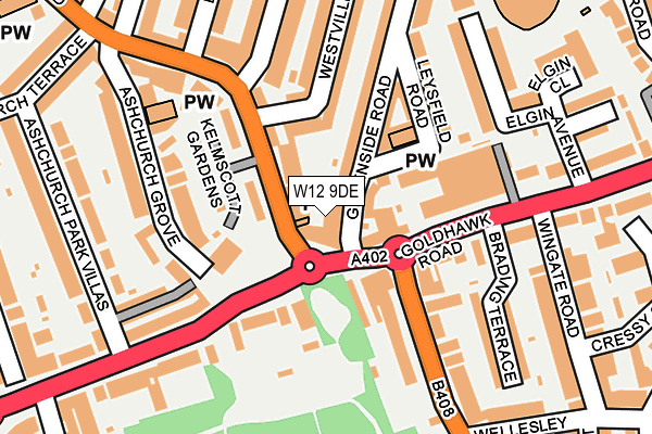 W12 9DE map - OS OpenMap – Local (Ordnance Survey)