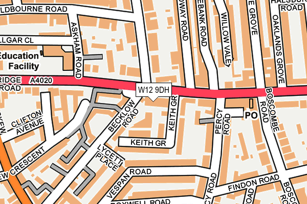 W12 9DH map - OS OpenMap – Local (Ordnance Survey)
