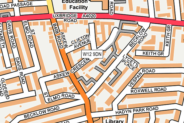 W12 9DN map - OS OpenMap – Local (Ordnance Survey)