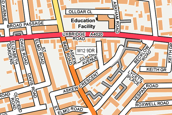 W12 9DR map - OS OpenMap – Local (Ordnance Survey)