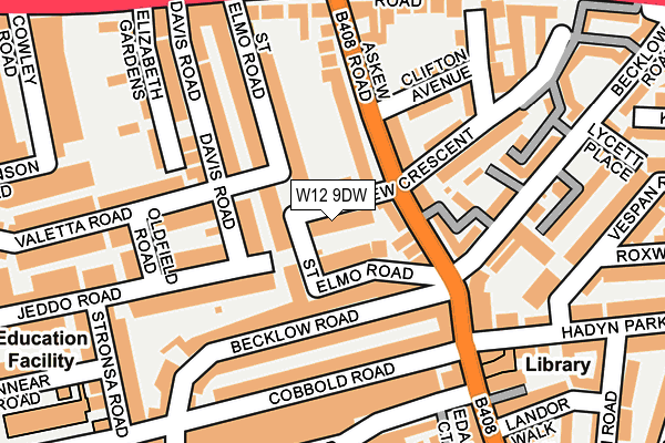 W12 9DW map - OS OpenMap – Local (Ordnance Survey)