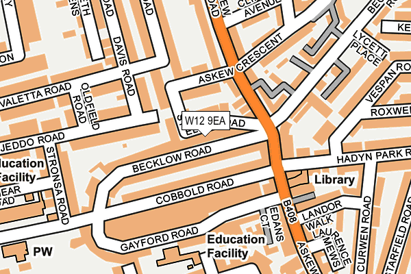 W12 9EA map - OS OpenMap – Local (Ordnance Survey)