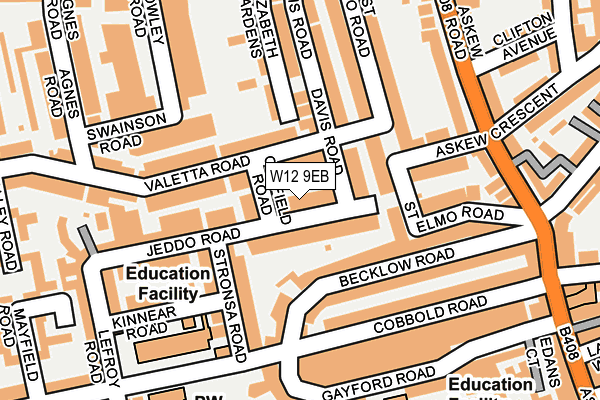 W12 9EB map - OS OpenMap – Local (Ordnance Survey)